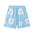 Denim Tears Light Baby Blue Cotton Wreath Print Casual Shorts