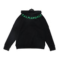 Palm Angels Curved Neckline Logo Embroidered Hoodie - Black/Green