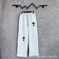 Chrome Hearts Wide-Leg Cross Applique Lounge Pants (Light Grey)